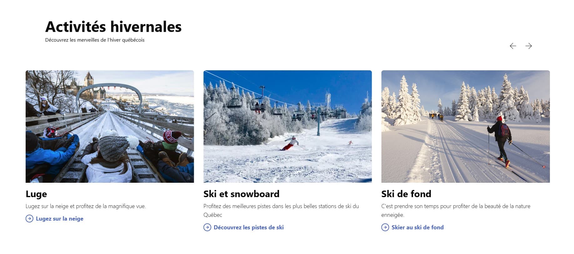 Second page of VisitezLeQuebec